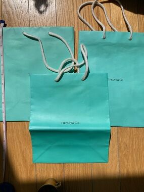 Three Tiffany & Co. Signature Blue Gift Bags with Rope Handles